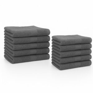 Betz 10er Premium Gästehandtücher-Set - Anthrazit - 30 x 50 cm - Geschmackvolles Geschenk für Besucher