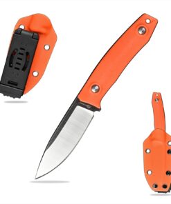 DC53 Stahl Outdoor-Messer für Männer: Outdoor-EDC-Camping-Survival (Weiß+Orange) DC53 Stahl Jagdmesser für Männer: Out