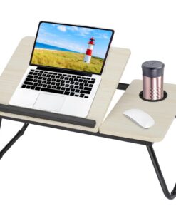 MorNon Faltbare Laptoptisch - Bequemer Lesespiegel mit Getränkehalter - Perfekt für Frühstück oder Lesen (Weiß) MorNon