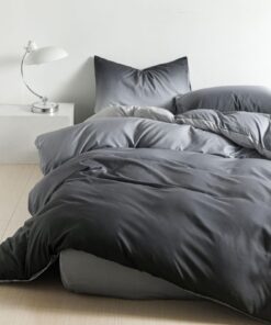 Bettwäsche 155x220 Grau - Microfaser Bettgarnitur Bügelfrei & Knitterfrei - Moderner Deckenbezug mit Reißverschluss