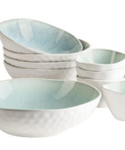 Mäser 934009 Serie Frozen 9-teiliges Bowl Set Grün für Haus goddessen imVintage Look