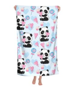 Sandfreier Pandabär Badetücher aus Mikrofaser, 81 x 132 cm, extra groß, hochsaugfähig, superweich und umweltfreundlich f