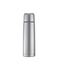 Reer Edelstahl Isolier-Flasche PURE - klein, handlich, ideal für Babys, mit integriertem Becher, 450 ml Silber (1er Pack