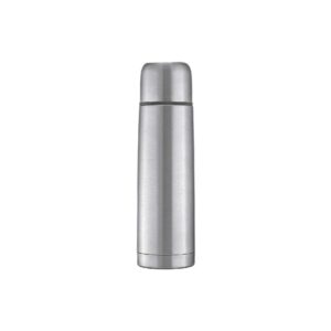 Reer Edelstahl Isolier-Flasche PURE - klein, handlich, ideal für Babys, mit integriertem Becher, 450 ml Silber (1er Pack