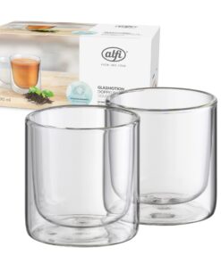 Alfi GLASSMOTION 2er Set hitzebeständige Kaffeegläser doppelwandig, BPA-frei, spülmaschinenfest