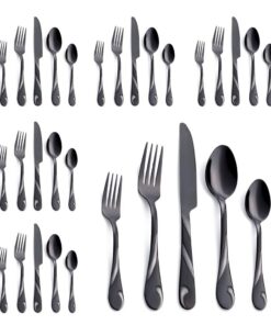 Seeshine Schwarzes Besteckset für 6 Personen: Rostfreier Stahl, spülmaschinenfest & schwarz glänzend