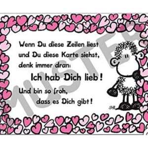 Sheepworld Postkarte Ich hab dich lieb Nr. 58 - Geschenkidee - Geburtstage - Holzschnittmotiv - 10x15 cm