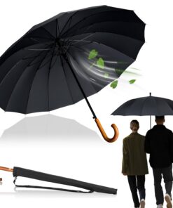 LOGAN & BARNES Sturmfest Stockschirm EDINBURGH Ø120cm - XXL Regenschirm mit echtem Holzgriff und geräuschloser Spitze