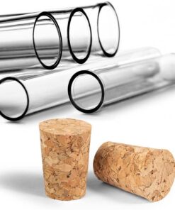 Tuuters Kunststoff Reagenzgläser 100x Ø21mm mit Presskorken für Labore | Tuuters 100x Kunststoff Reagenzgläser mit Kork