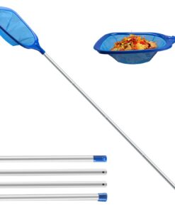 JSDOIN Pool Kescher - Lang-Teichkescher mit Teleskopstange - Für Algen & Teiche - 161cm Länge, 14,5cm Tiefenabdeckung, F