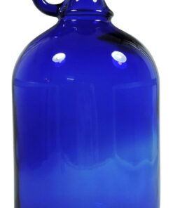 Blaue XL Glasflasche 2 Liter - Nachfüllbar mit Schwarzem Schraubverschluss für Nachhaltige