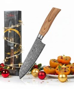 Wakoli EDIB Pro Santoku Messer VG10 Kern 16 cm - Präzises Damast Küchenmesser für Profis und Hobbykocher - Geschärftes D