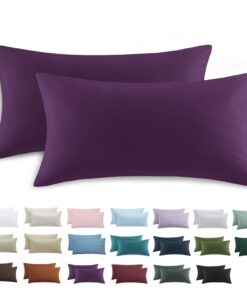 Kissenbezug 40 x 80 2er Set - Kopfkissenbezug 40x80 Lila mit Reißverschluss Weich und Bequem für das Schlafzimmer 40x80c