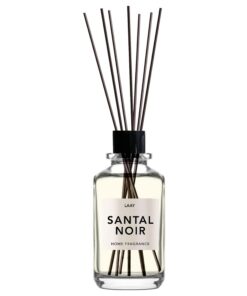Santal Noir Duftdiffusor - edler Raumduft mit Sandelholz & Amber - stilvoll & beruhigend - 300ml Glasflakon mit Rattanst