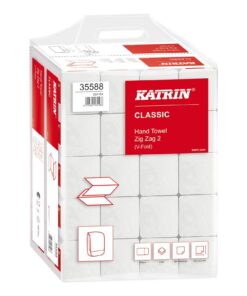 KATRIN Weiche Papierhandtücher - 2-lagig - Ideal für Familie - Waschmaschinen-safe - 20 Pack x 200 Blatt - 230 x 244 mm