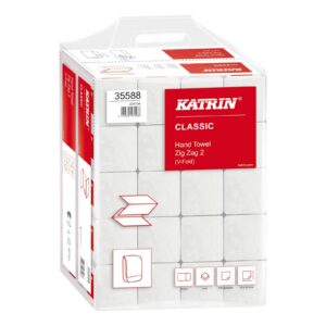 KATRIN Weiche Papierhandtücher - 2-lagig - Ideal für Familie - Waschmaschinen-safe - 20 Pack x 200 Blatt - 230 x 244 mm
