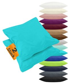 NPLUSEINS 2er Pack Kissenbezüge Baumwolle Türkis Kinderzimmer Deko