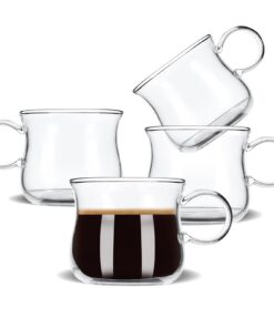 BOlLMERIT 150 ml Cappuccino Tassen 4er Set, edel Italienische Cappuccino Gläser für Frauen mit Henkel und Geschenke
