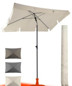 UV50+-Sonnenschirm für Balkon - rechteckig - 200x125cm - SunnyShade Beige - hochwertig recycledstoffgefertigt - mit Knic