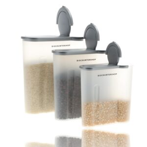 Frishhaltedosen 3-teilig - Luftdichte Streudosen Weiß - Vorratsschrank Organizer - 4L, |4L, 1.3L Frishhaltedosen für G