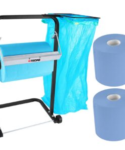 TECPO Putztuchrollen & Müllsackhalterung für Das Haus & Garten - 2 Rollen 21cm Breit + innovativer Design + praktische S