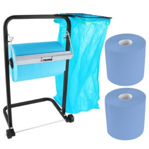 TECPO Putztuchrollen & Müllsackhalterung für Das Haus & Garten - 2 Rollen 21cm Breit + innovativer Design + praktische S