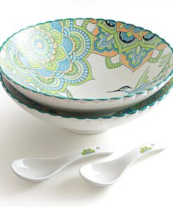 AOOSY 2 x Keramische Salatschüsseln, 9in (23CM), 1200ml Fassungsvermögen, ideal für Salat, Nudeln und Suppe, Geschirrfer