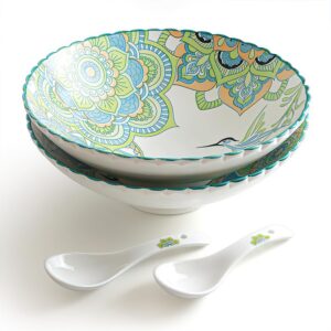 AOOSY 2 x Keramische Salatschüsseln, 9in (23CM), 1200ml Fassungsvermögen, ideal für Salat, Nudeln und Suppe, Geschirrfer
