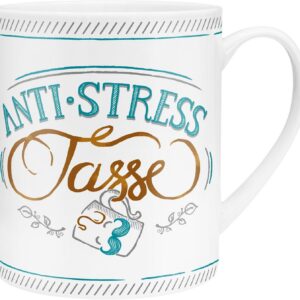 GRUSS & CO 45398 XL Spruch Anti-Stress Porzellan Tasse, Geschenk-Verpackung 60 cl, Mehrfarbig 9,5 cm