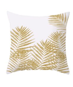 Kissenbezüge Graues Gold Grasblätter 50x50cm Deko für Wohnzimmer und Schlafzimmer | Kopfkissenbezug Graues Gold Grasbl