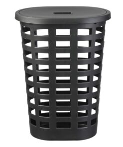 Team Boston Ovaler Wäschekorb 54 Liter Schwarz Oval