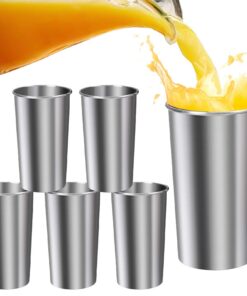 Unbeschärfte Tassen, 6 Stück Wasser-Tassen, unbrechbar stapelbar, 600ml tauglich für Kinder und Erwachsene, Hydrierung,