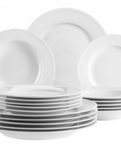 MÄSER Serie Arlona, 18-teiligesPorzellantellerSet für 6 Personen, zeitlos und elegant | MÄSER Serie Arlona, Weisses18-t