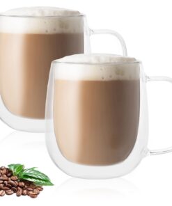 APACALI 2 Stück doppelwandige Espressogläser 400ml für Cappuccino und Latte Macchiato