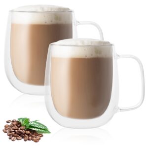 APACALI 2 Stück doppelwandige Espressogläser 400ml für Cappuccino und Latte Macchiato