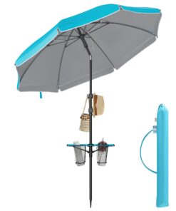 SONGMICS Sonnenschirm 200 cm, Strandschirm, UPF 50+ Sonnenschutz, für Strand und Garten, beidseitig knickbar, GPU0082Q01
