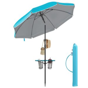 SONGMICS Sonnenschirm 200 cm, Strandschirm, UPF 50+ Sonnenschutz, für Strand und Garten, beidseitig knickbar, GPU0082Q01