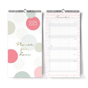 Familienkalender 2025 3 Spalten Blattgold zum Aufhängen für Partnerkalender und Urlaubsplanung 22 x 43 cm