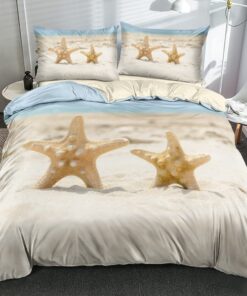 Luofanfei 3D Seestern Bettwäsche Set für Kinder 155x220 Mikrofaser Maritime Ozean_bedu anomalies