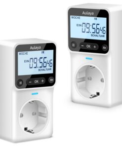 Digitale Zeitschaltuhr 3680W mit 25 konfigurierbaren Programmen - Deutsche Ausführung 2er Pack LCD Steckdose