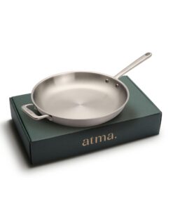 Atma – Edelstahlpfanne ohne Antihaftbeschichtung 32 cm | Große Bratpfanne | Koch- & Kochenschönheit für Hausfrauen | Ide