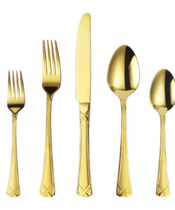 X-Haoware 30-teiliges goldenes Besteckset, spülmaschinenfest für 6 Personen | X-Haoware hochglanz geputztes 30-teiliges