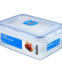 Lock & Lock Classic Rechteckiger Speisebehälter HPL825, 2,3L (232 x 165 x 95mm), Transparent/Blau