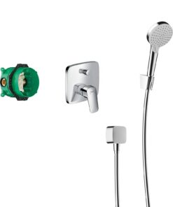 Hansgrohe Duschset Crometta E 240 Unterputz - Duschsystem mit Kopfbrause, Wannenmischer und Duschkopf - Für Badezimmersa