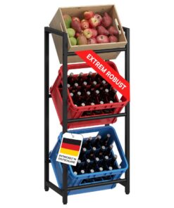 STEELSØN Mystra Bierkistenregal Schwarz – Stabiles Getränkeregal für 3 Kisten – Hochwertiges Metallflaschenregal für Bie