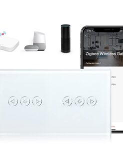 BSEED Zigbee Doppelt Dimmer Schalter für Glasscheiben mit Alexa Kompatibilität Weiß