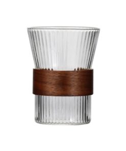 HEXEH Trinkgläser mit Holzhülse für Haushalt und Büro 320ml (4Stück)