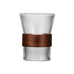 HEXEH Trinkgläser mit Holzhülse für Haushalt und Büro 320ml (4Stück)