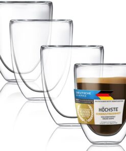 Dimono Doppelwandiges Espressoglas 80ml aus Borosilikat-Glas (4 Stück) - Isolierend hitzebeständig