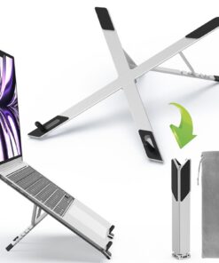 Popoacti Faltbarer Laptop-Ständer für MacBook und mehr (Silber) | Popoacti Aluminium-Schreibtisch-Halterung 6 Winkel ve